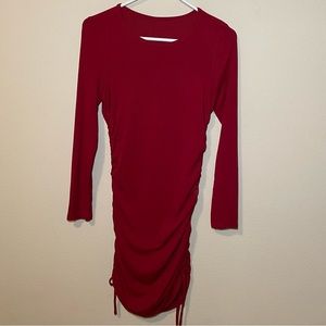 Red ribbed fitted dress